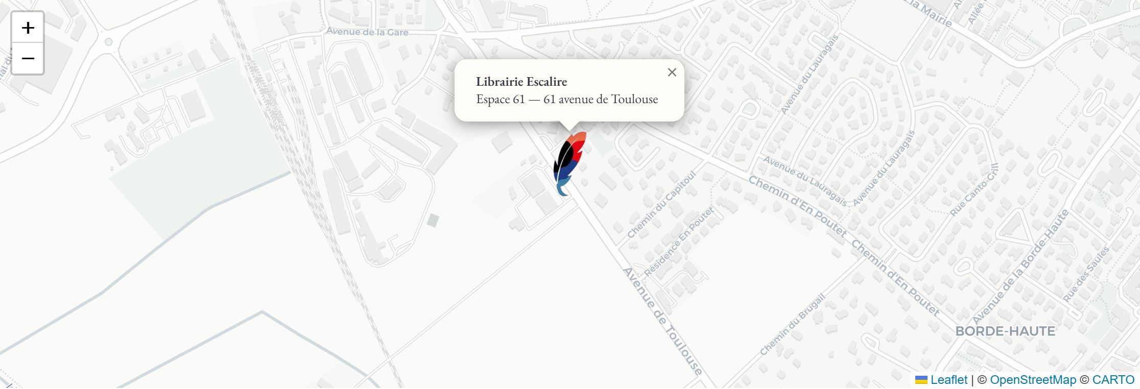 Plan d'accès : librairie Escalire, Espace 61, 61 avenue de Toulouse à Escalquens